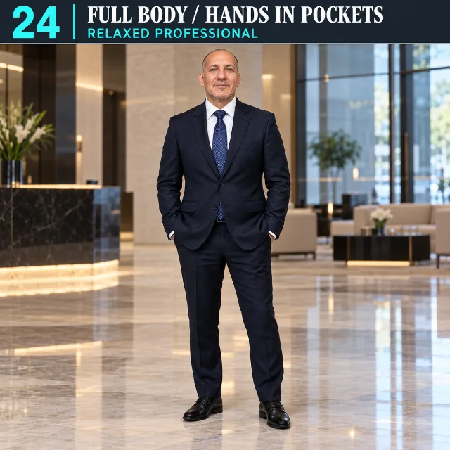 HANDS IN POCKETS full body -  relaxed professional